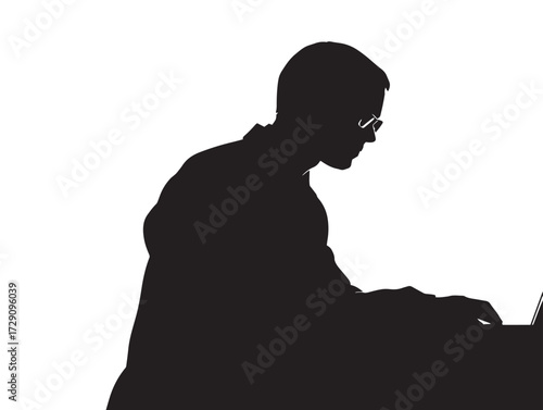 Workaholic silhouette icon vector illustration solid black symbol for overtime worker