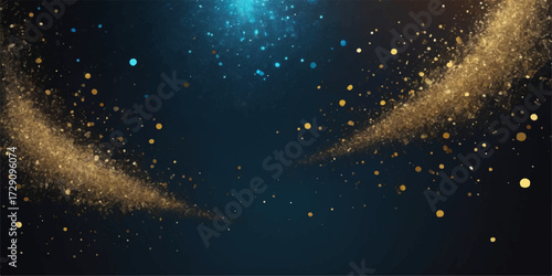 A beautiful starry night sky with a vibrant nebula and glowing particles