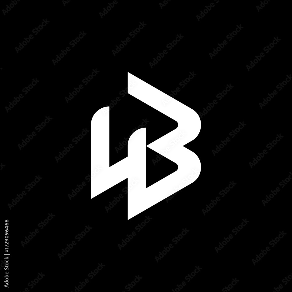 Fototapeta premium A modern and elegant BW or WB Monogram Logo with a futuristic and strong design. Perfect for tech, professional services, or athletic apparel brands.