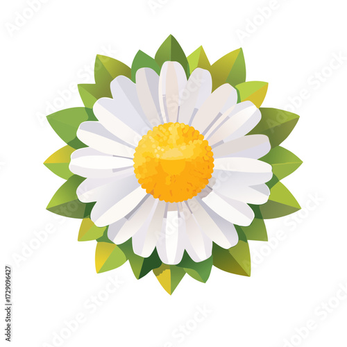 White Daisy Spring Flower Icon Isolated on a Transparent Background 
