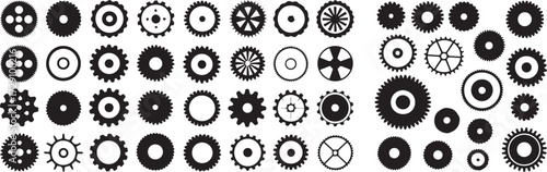 set of editable gear cogwheel icons and cog symbols for mechanical engineering industrial design vector ai eps jpeg png