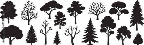 vector tree silhouettes collection seasonal landscape design elements for nature illustration and graphic projects