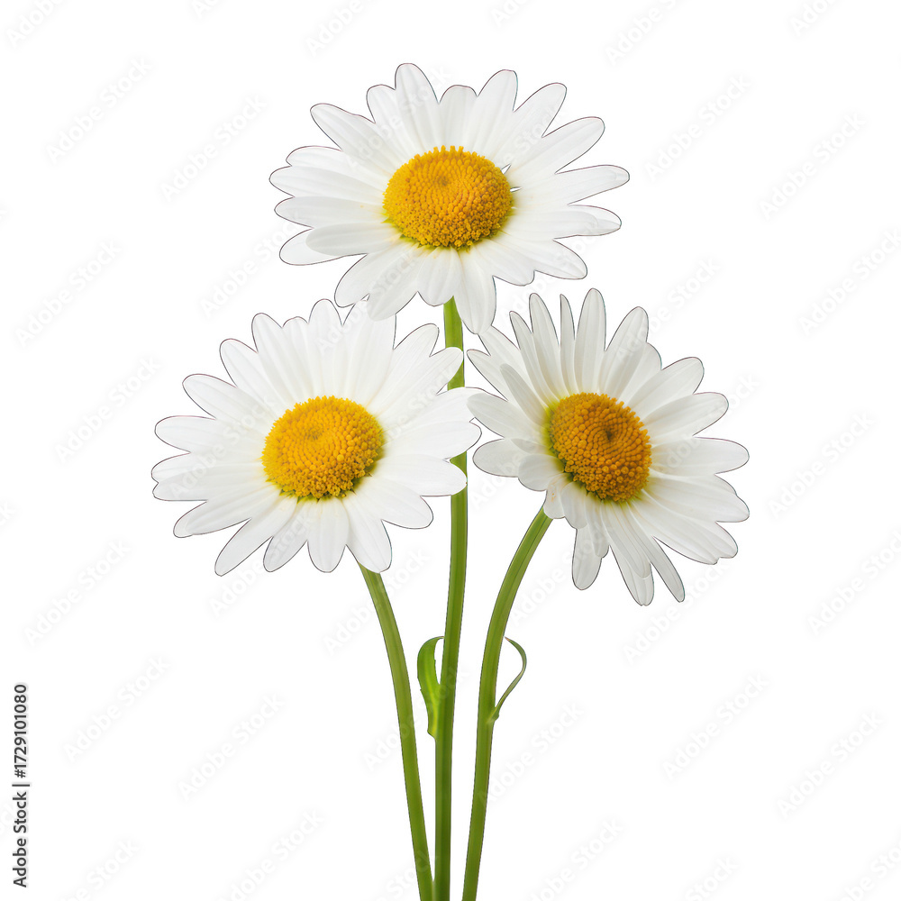 Obraz premium Three white daisies in a bouquet, close-up