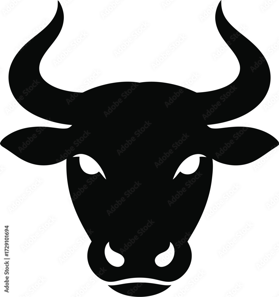 Fototapeta premium Black bull head vector silhouette white