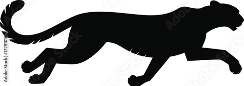 Black panther running vector silhouette animal feline