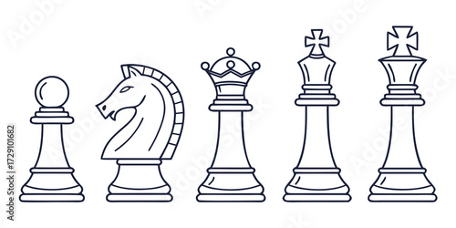 Strategic chess pieces pawn knight queen king embodying tactical gameplay and intellectual challenge for modern design