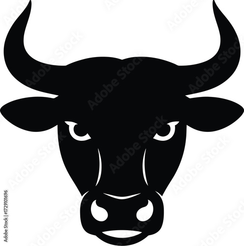 Black bull head vector silhouette