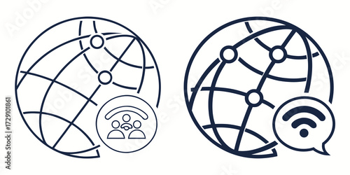 Global network connection icons symbolizing connectivity, communication, and worldwide data sharing for modern business and technology concepts
