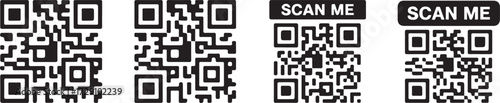 scannable qrcode icons horizontal set vector ai eps png jpeg contactless payment link redirect mobile app symbol