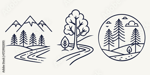 Serene natural landscapes with flowing rivers and majestic mountains evoke tranquility and adventure for your next project