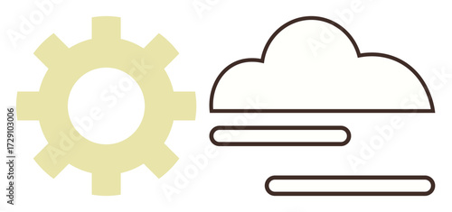 Gear combined with cloud outlines, symbolizing innovation, cloud computing, and digital transformation. Ideal for IT, engineering, data storage, programming, teamwork problem-solving