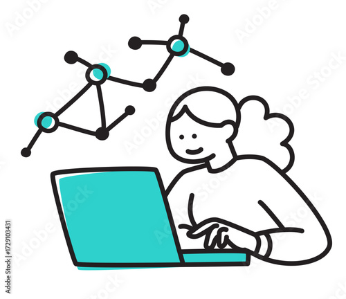 Woman working in neural network