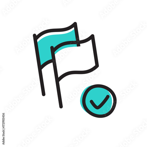 Kpi objective flags with checkmark