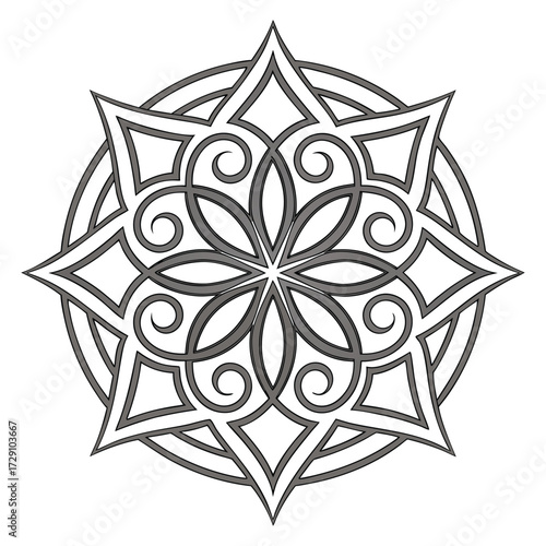 Elegant metallic silver mandala design with intricate geometric patterns and luxurious shine