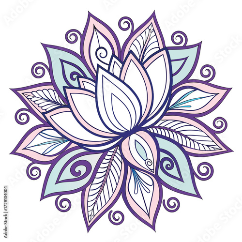 Intricate lotus flower mandala spiritual symmetrical art design