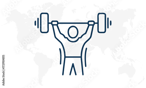 Vector art of weightlifter lifting barbell overhead