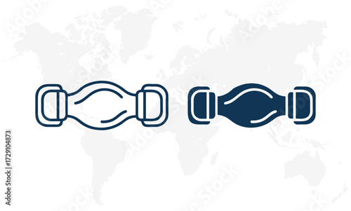 Vector art of two icons of a dumbbell, one outlined and one filled