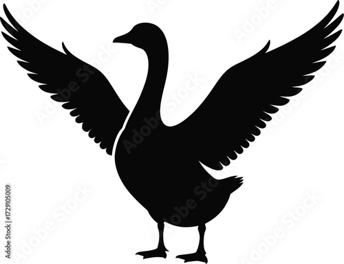 Black goose spreading wings bird silhouette