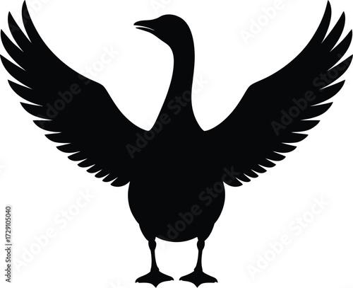 Black goose wings spread vector silhouette bird