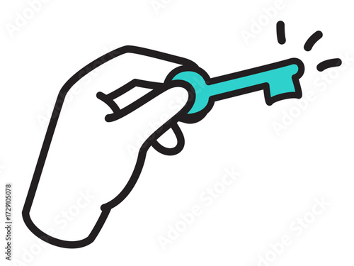 Hand holding key for sign in
