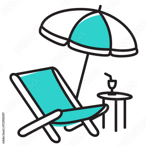 Vacation: beach chair and umbrella