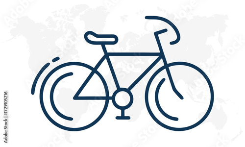Vector art of simple line art icon of a bicycle isolated on a light background