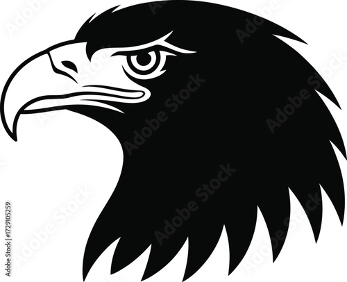 Black eagle head profile white