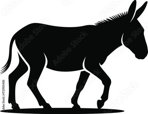 Black donkey silhouette walking animal