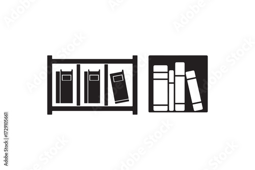 Bookshelf Silhouette Vector Design Minimalist Bookshelf Silhouette Artwork