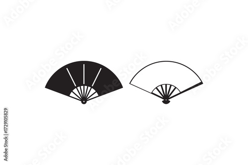 Hand Fan Silhouette Vector Design Folding Hand Fan Silhouette Graphic
