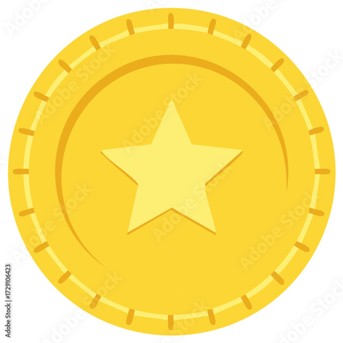 Gold Coin with Star Symbol for Gaming Rewards and Finance Illustration