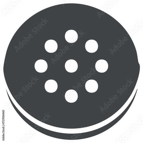 Abstract Dark Circle with Seven White Dots Arranged in a Pattern