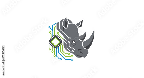 Rhino tech fusion showcases innovative conceptual intersection between nature and technology