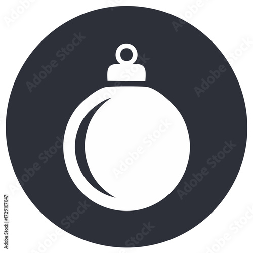 Elegant Christmas ornament icon on contrasting round backdrop symbol of festive decoration and holiday celebration spirit isolated