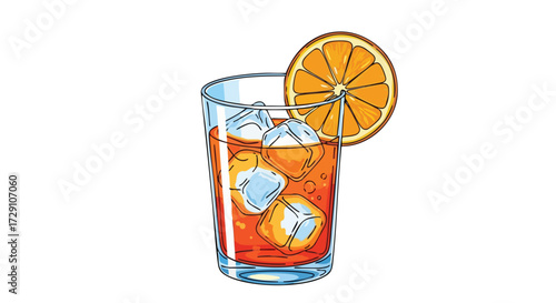 Refreshing Aperol Spritz Cocktail with Orange Garnish Isolated