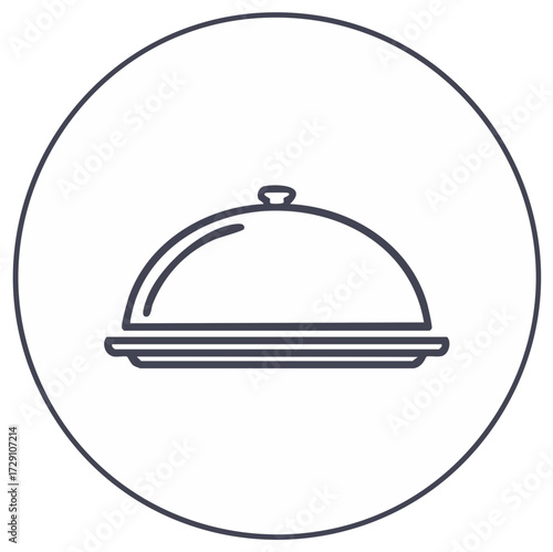 Simple Food Cloche Icon Surrounded by a Circle