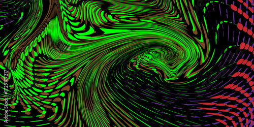Genetic Art Moire Strong Effect over Fluids Red and Green