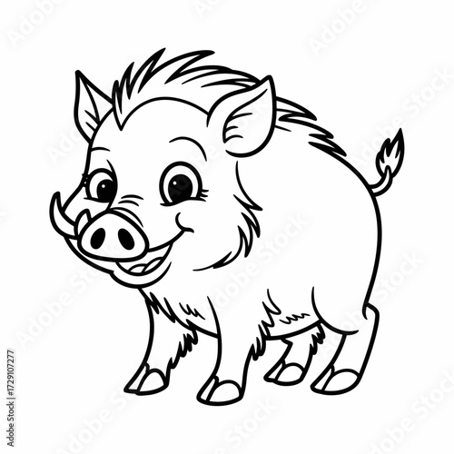 Cute cartoon boar vector illustration scalable eps icon for general use silhouette white background