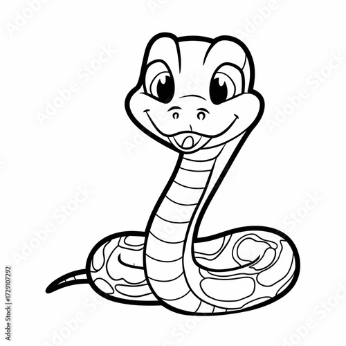 Cute black and white snake illustration vector art scalable for various designs silhouette white background