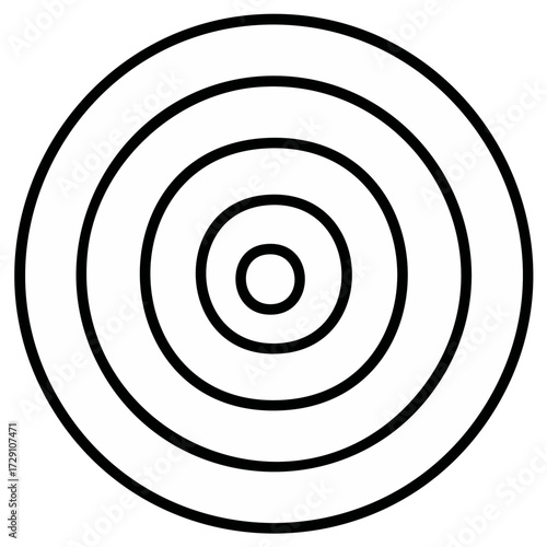 Concentric Circles Target Outline in Black and White Minimalistic Design Simple Shape