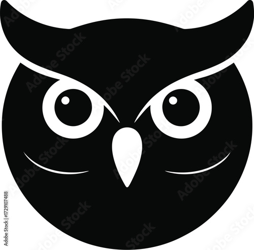 Black owl face vector silhouette white