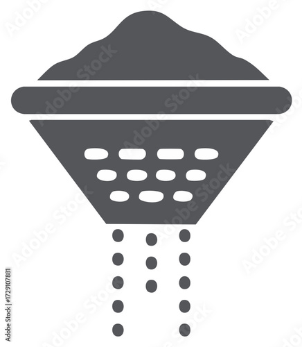Sifting material processing icon for filtration and separation