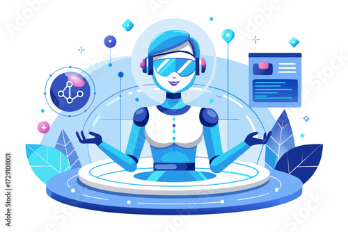 High-tech illustration of an artificial intelligence (AI) microchip with glowing blue digital circuit lines, symbolizing advanced technology, machine learning, data processing, and futuristic computin