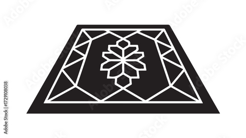 Elegant black rug with a geometric floral pattern adding a touch of modern sophistication to your interior designs, perfect for creating a calming and stylish atmosphere in any room