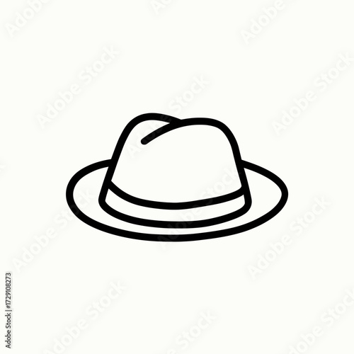 Black and white vector illustration of a classic fedora hat icon scalable silhouette white background