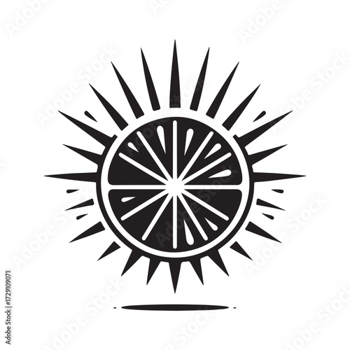 lemon slice vector sketch art silhouette line drawing design illustration