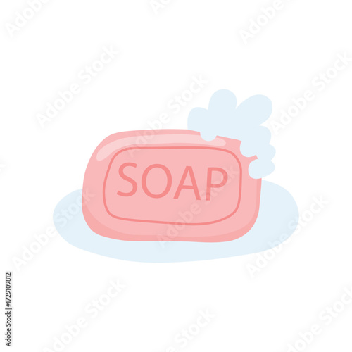 Wallpaper Mural Pink soap bar with bubbles flat illustration for print Torontodigital.ca