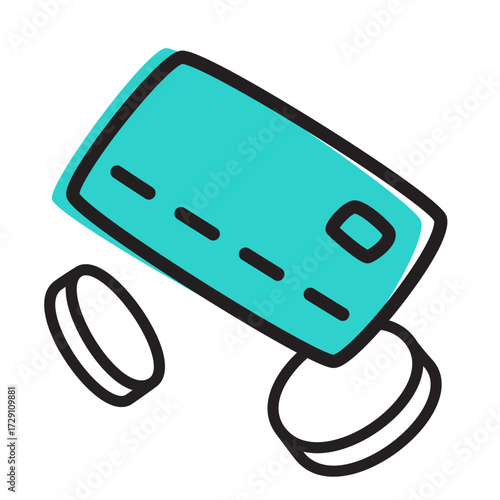 Credit card and coins