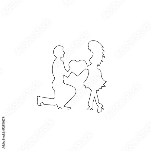 Girl Love Boy One Line Art