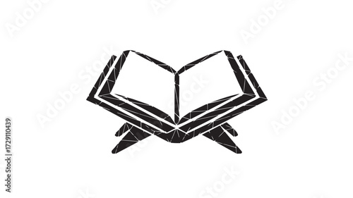 Geometric Quran illustration with a textured, fragmented design, evoking a sense of reverence and Islamic faith, perfect for spiritual and cultural projects
